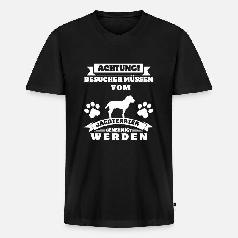 Jagdterrier - Männer Premium Bio T-Shirt mit V-Ausschnitt - Schwarz