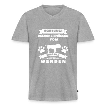 Shar Pei - Männer Premium Bio T-Shirt mit V-Ausschnitt - Grau meliert - Vorne