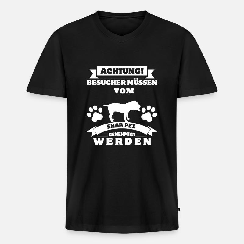 Shar Pei - Männer Premium Bio T-Shirt mit V-Ausschnitt - Schwarz