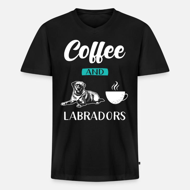 Labrador - Männer Premium Bio T-Shirt mit V-Ausschnitt - Schwarz