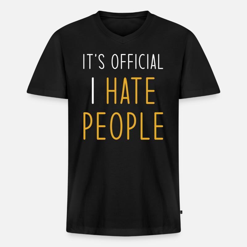 Ich hasse Menschen - Männer Premium Bio T-Shirt mit V-Ausschnitt - Schwarz