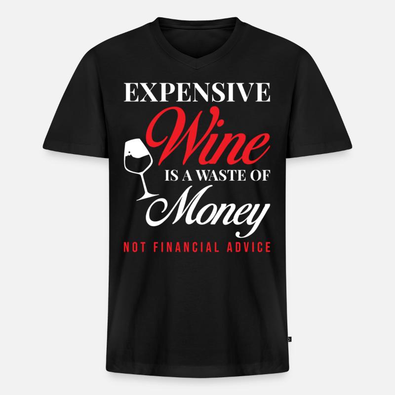 Wein - Männer Premium Bio T-Shirt mit V-Ausschnitt - Schwarz