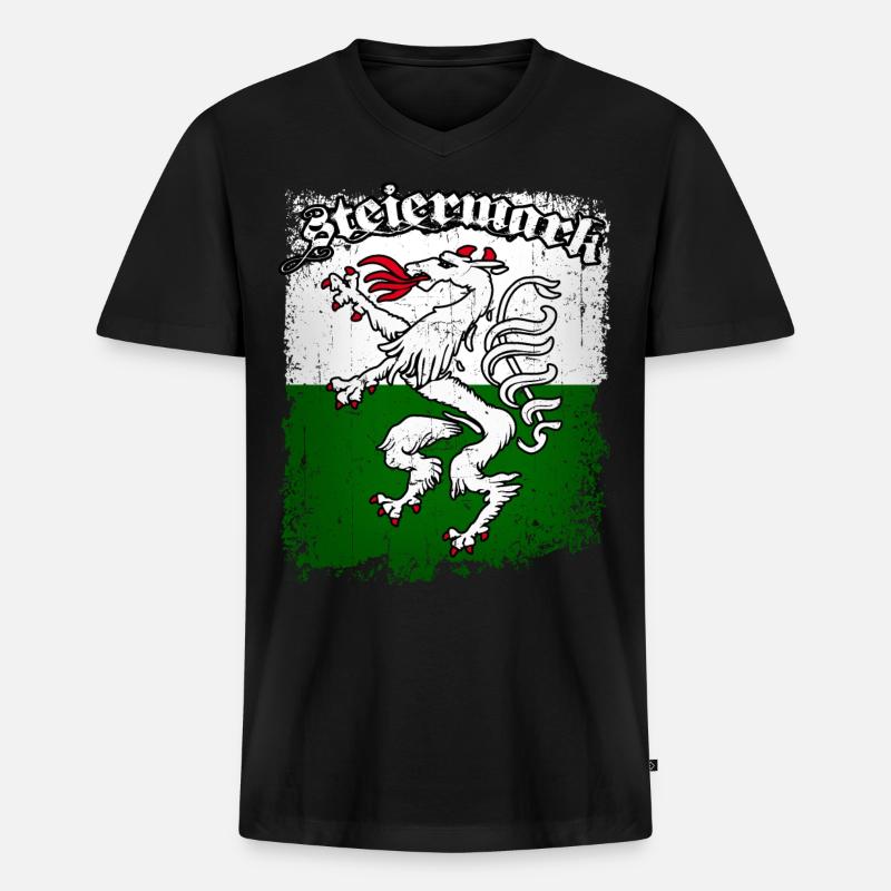 Steiermark - Männer Premium Bio T-Shirt mit V-Ausschnitt - Schwarz