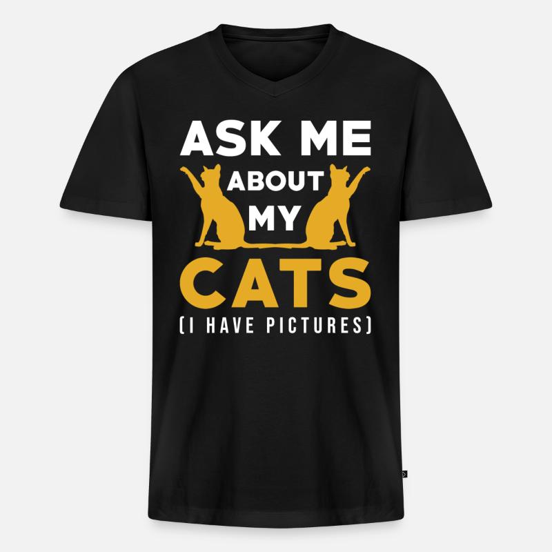 Katzen Geschenk Katzen Spruch - Männer Premium Bio T-Shirt mit V-Ausschnitt - Schwarz