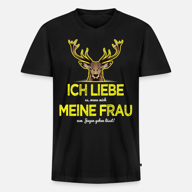 Jäger Sprüche - Männer Premium Bio T-Shirt mit V-Ausschnitt - Schwarz
