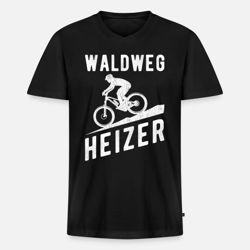 Downhill Waldweg Heizer - Männer Premium Bio T-Shirt mit V-Ausschnitt - Schwarz