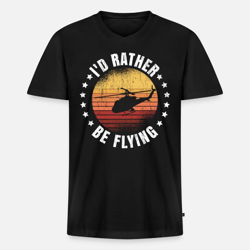 Helicopter Pilot Geschenk - Männer Premium Bio T-Shirt mit V-Ausschnitt - Schwarz