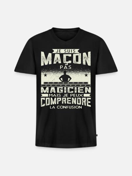 Maçon Maçonnerie Humour Macon - T-shirt encolure en V Premium bio Homme - noir