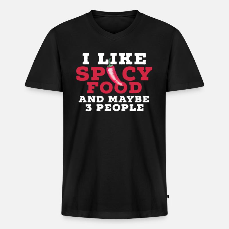 Scharfes Essen Küche Chilli - Männer Premium Bio T-Shirt mit V-Ausschnitt - Schwarz