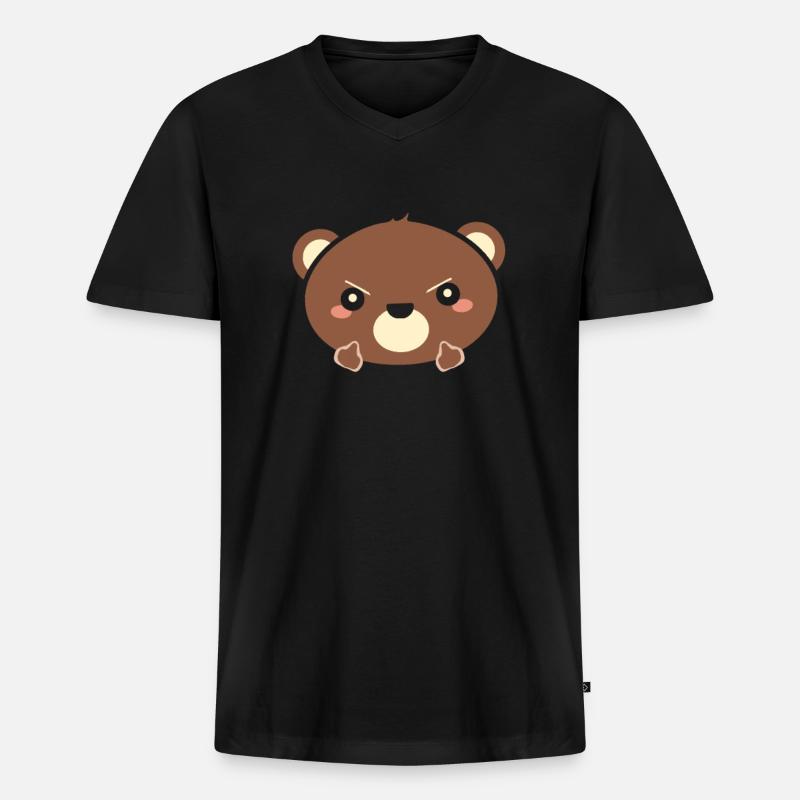 Bär Mittelfinger - Männer Premium Bio T-Shirt mit V-Ausschnitt - Schwarz