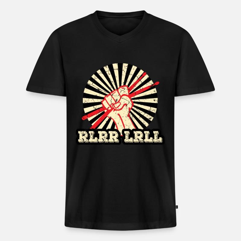 Schlagzeuger Drum Sticks - Männer Premium Bio T-Shirt mit V-Ausschnitt - Schwarz