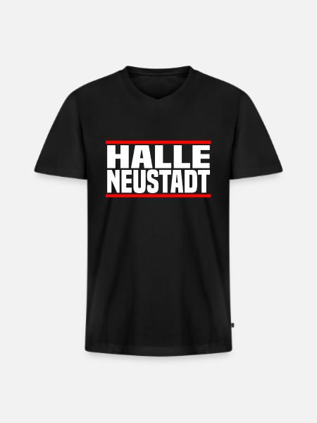 Halle Neustadt - Männer Premium Bio T-Shirt mit V-Ausschnitt - Schwarz