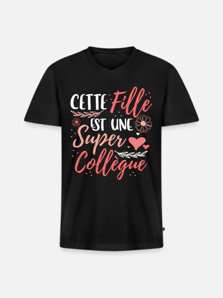 Collègue Cadeau - T-shirt encolure en V Premium bio Homme - noir
