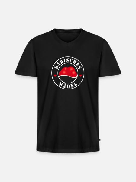 Badisches Mädel - Männer Premium Bio T-Shirt mit V-Ausschnitt - Schwarz