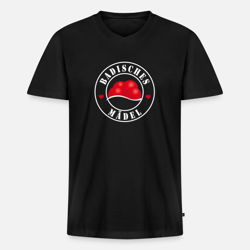 Badisches Mädel - Männer Premium Bio T-Shirt mit V-Ausschnitt - Schwarz