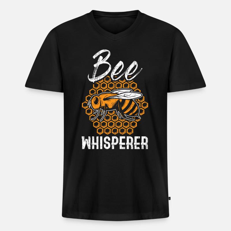 Bienen Flüsterer - Männer Premium Bio T-Shirt mit V-Ausschnitt - Schwarz