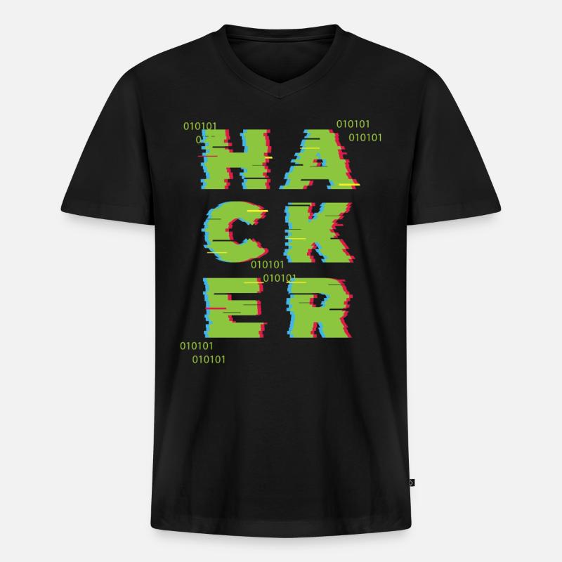Hacker 0101 - Männer Premium Bio T-Shirt mit V-Ausschnitt - Schwarz