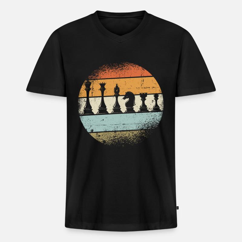 Schach Geschenk - Männer Premium Bio T-Shirt mit V-Ausschnitt - Schwarz