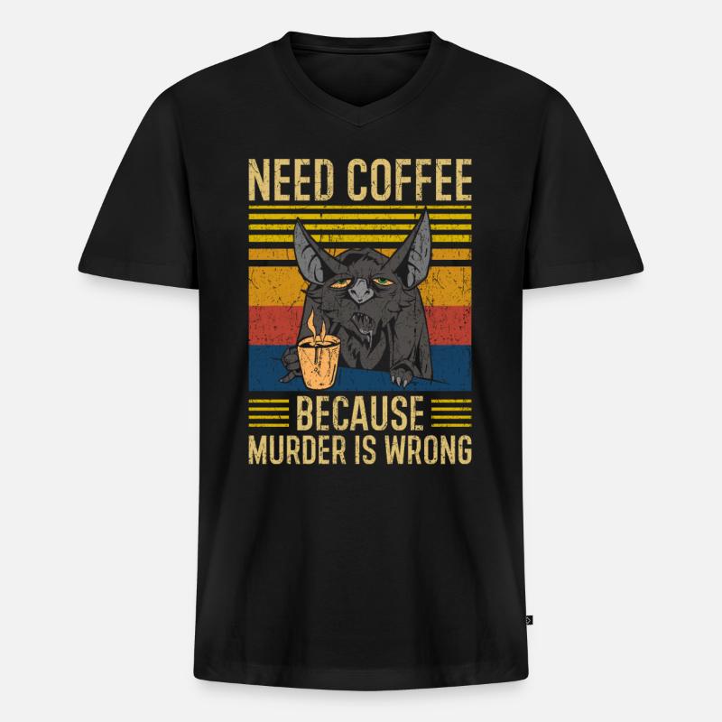 Need Coffee Kaffee Spruch - Männer Premium Bio T-Shirt mit V-Ausschnitt - Schwarz