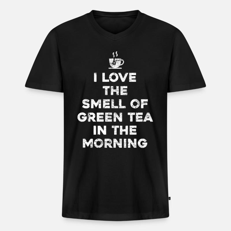 Tee Geschenk Grüner Tee - Männer Premium Bio T-Shirt mit V-Ausschnitt - Schwarz