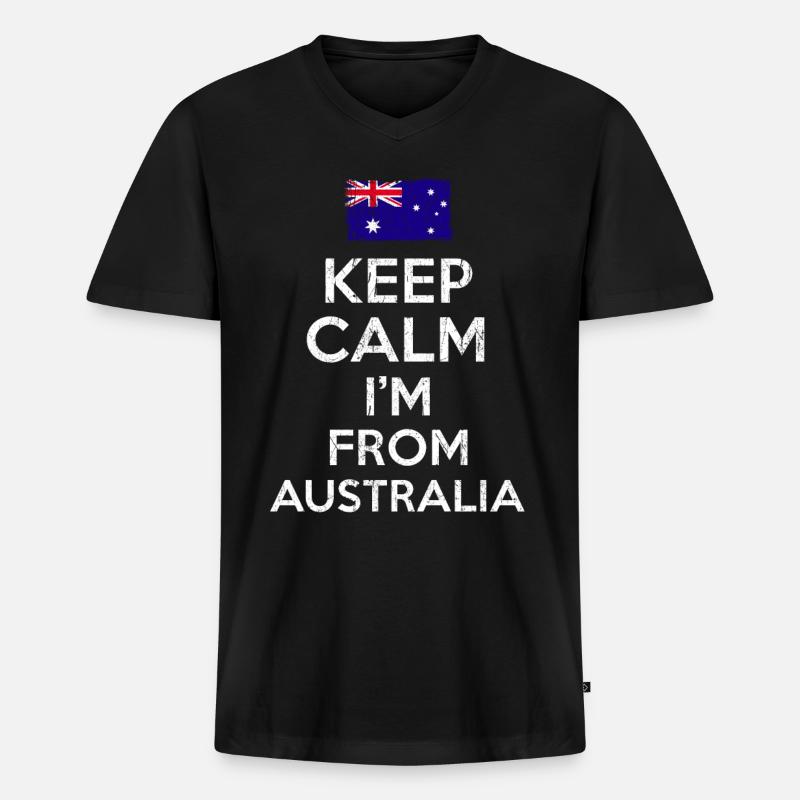 Australia Keep Calm - Männer Premium Bio T-Shirt mit V-Ausschnitt - Schwarz