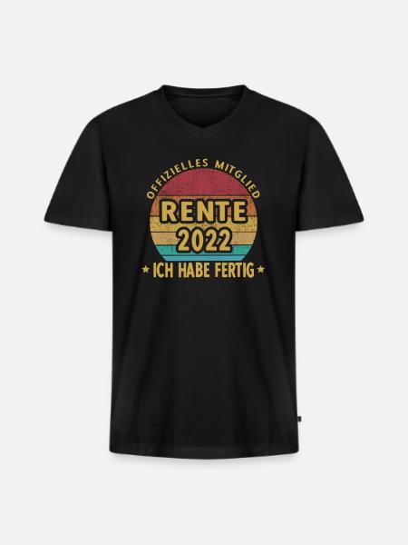 Rente Ruhestand 2022 Geschenkidee - Männer Premium Bio T-Shirt mit V-Ausschnitt - Schwarz