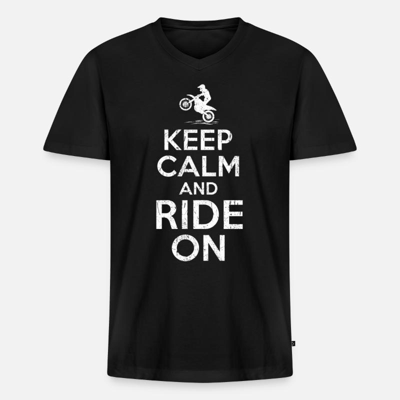 Keep calm Motocross - Männer Premium Bio T-Shirt mit V-Ausschnitt - Schwarz