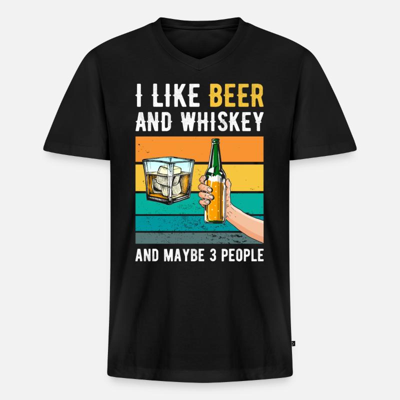 Whiskey - Männer Premium Bio T-Shirt mit V-Ausschnitt - Schwarz