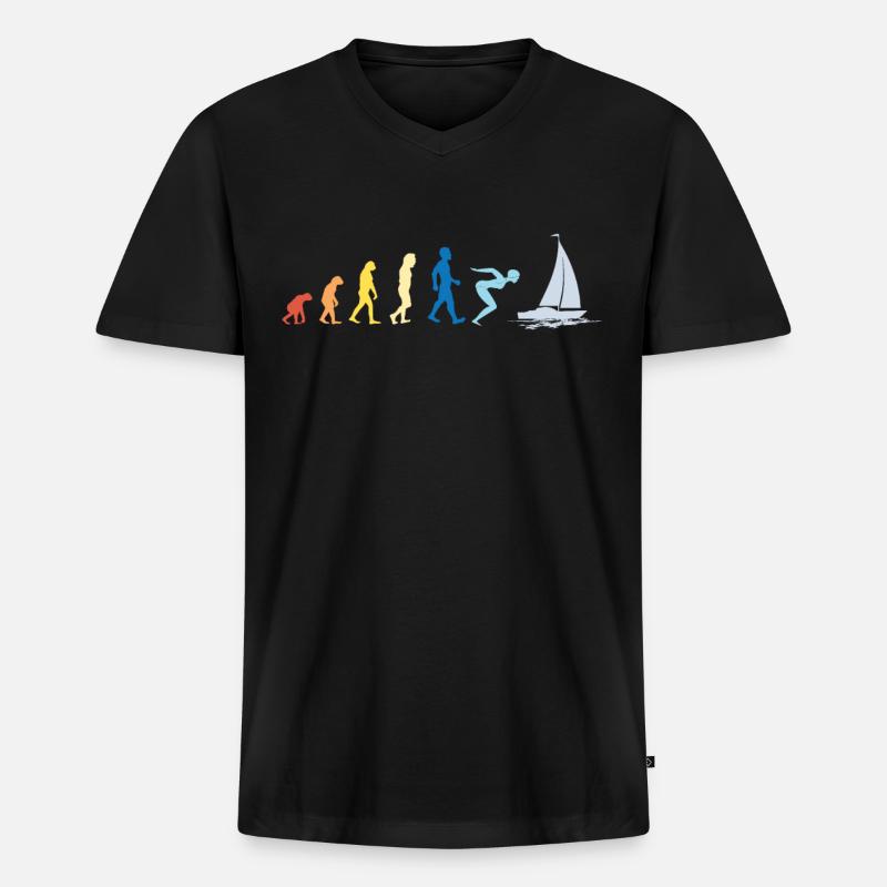 Sailing Sailboat Evolution - Männer Premium Bio T-Shirt mit V-Ausschnitt - Schwarz