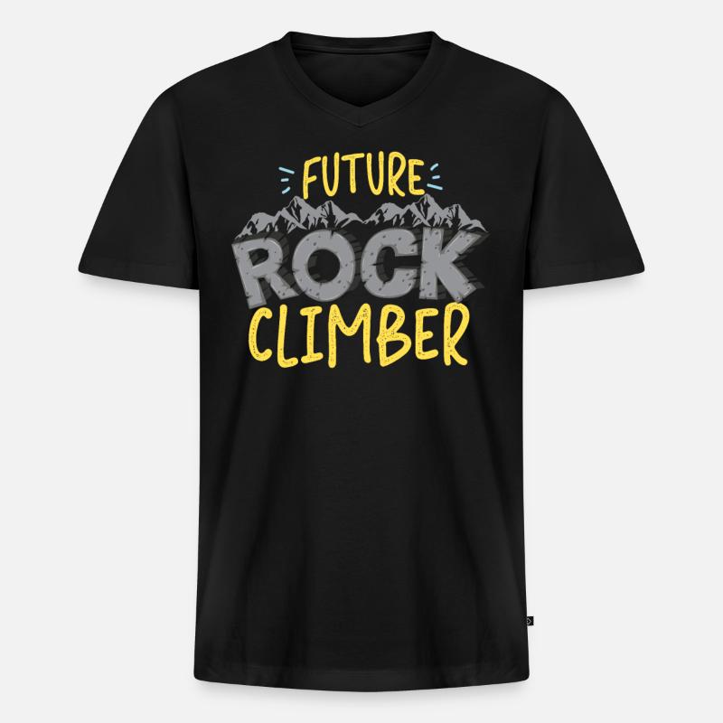 Rock Climbing Climber Future Rock - Männer Premium Bio T-Shirt mit V-Ausschnitt - Schwarz
