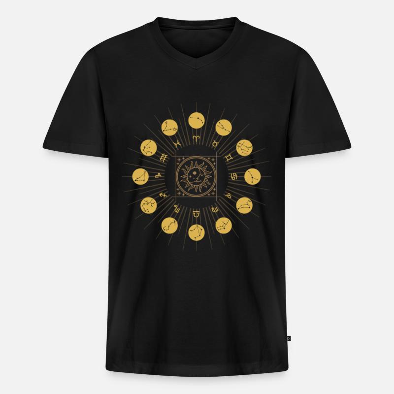 Sternzeichen, Tierkreiszeichen - Männer Premium Bio T-Shirt mit V-Ausschnitt - Schwarz
