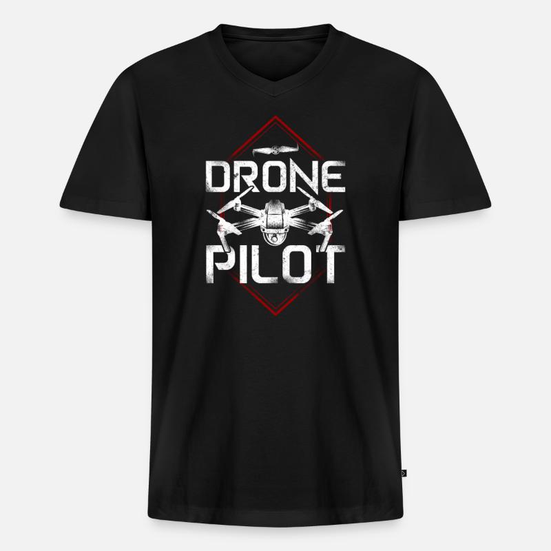 Drone Pilot - Männer Premium Bio T-Shirt mit V-Ausschnitt - Schwarz