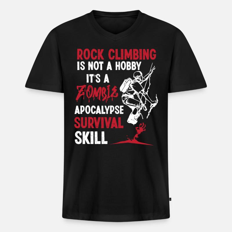 Rock Climbing Climber - Männer Premium Bio T-Shirt mit V-Ausschnitt - Schwarz
