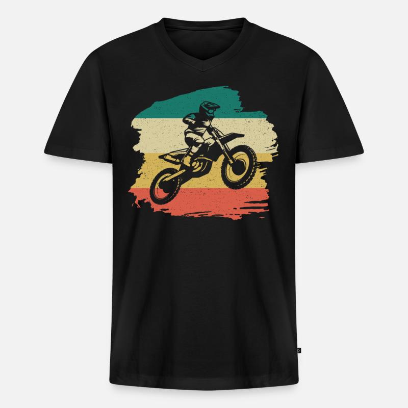 Motorcross Retro Geschenk - Männer Premium Bio T-Shirt mit V-Ausschnitt - Schwarz