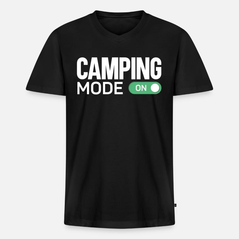 Camping Mode On Tent - Männer Premium Bio T-Shirt mit V-Ausschnitt - Schwarz