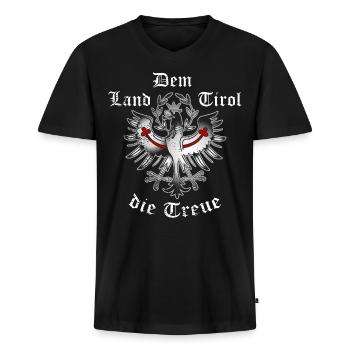 Dem Land Tirol die Treue für Tiroler Patrioten - Männer Premium Bio T-Shirt mit V-Ausschnitt - Schwarz - Vorne - Nico (187cm)
