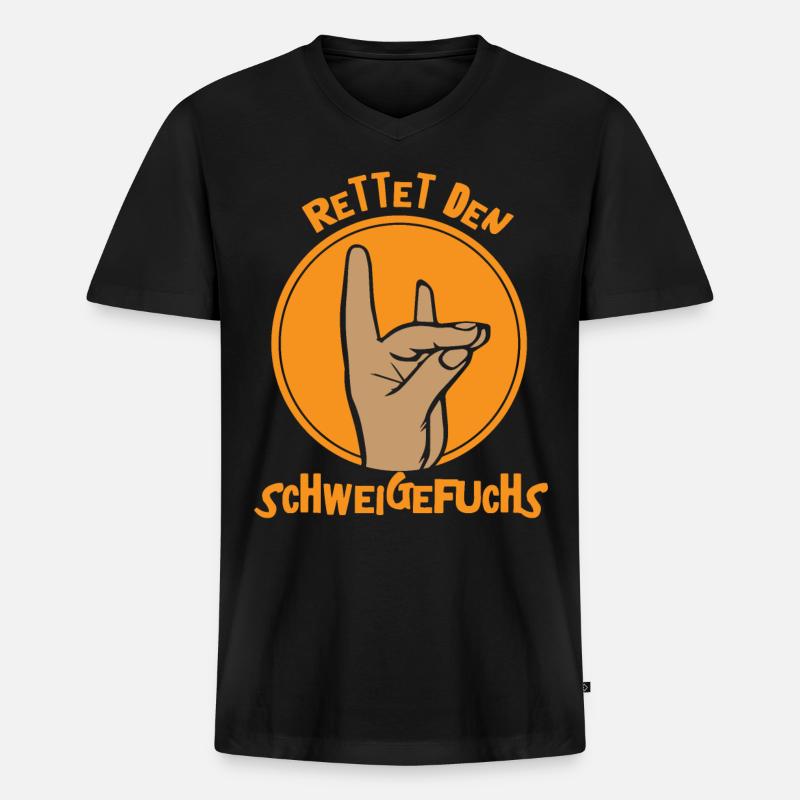 Schweigefuchs Leisefuchs Geschenkidee Geschenk - Männer Premium Bio T-Shirt mit V-Ausschnitt - Schwarz