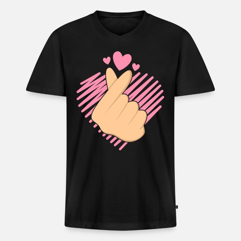 K-Pop Handschnipser Liebe - Männer Premium Bio T-Shirt mit V-Ausschnitt - Schwarz