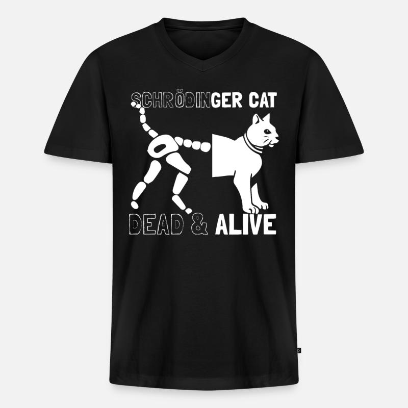 Schrödingers Katze tot oder lebendig - Männer Premium Bio T-Shirt mit V-Ausschnitt - Schwarz