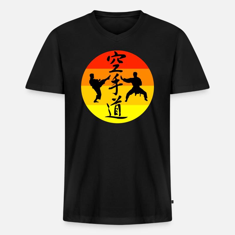 Karate - Männer Premium Bio T-Shirt mit V-Ausschnitt - Schwarz