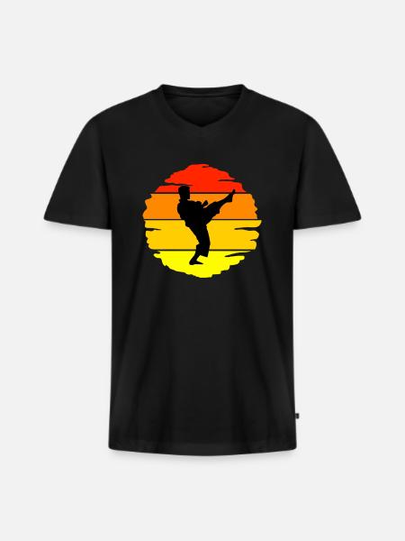 Karate Sunset - Men's Premium Organic T-shirt with V-neck - black