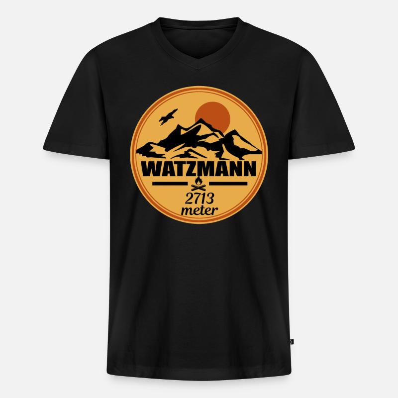 Watzmann - Männer Premium Bio T-Shirt mit V-Ausschnitt - Schwarz