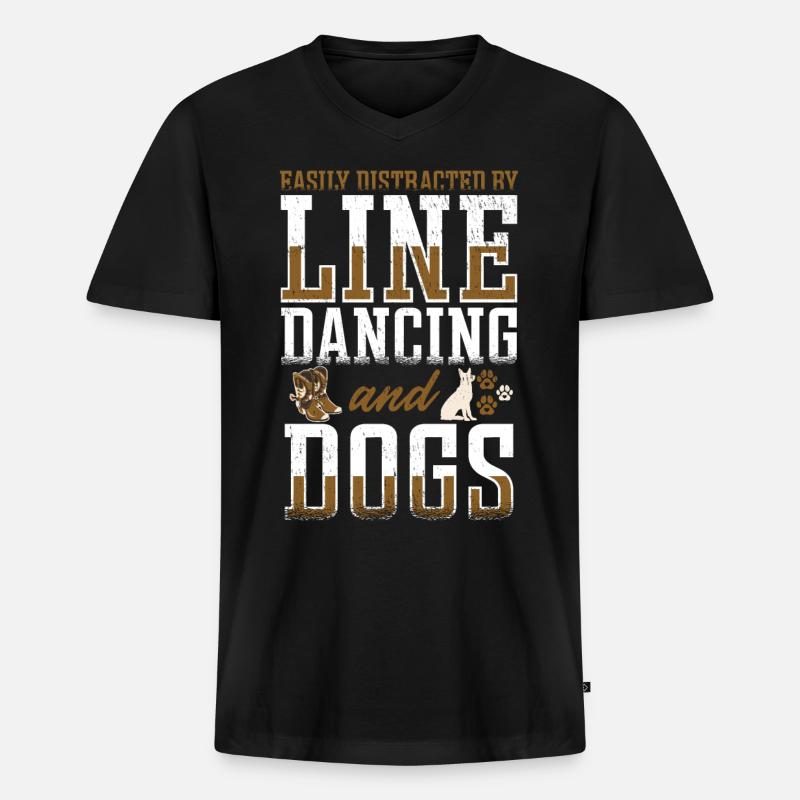 Line Dancing Linedance Line Dance - Männer Premium Bio T-Shirt mit V-Ausschnitt - Schwarz