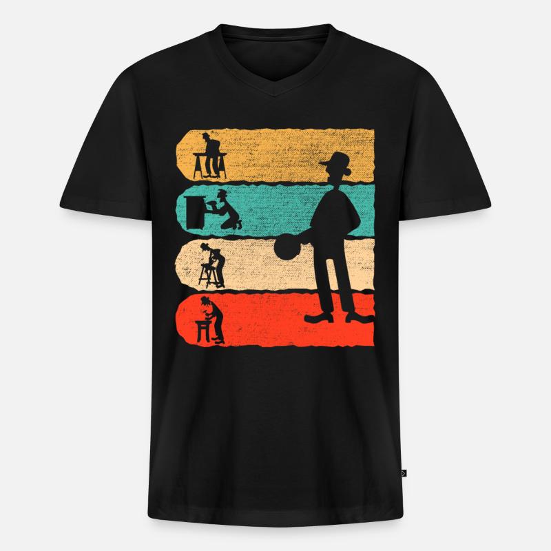 Tischler Retro Geschenk - Männer Premium Bio T-Shirt mit V-Ausschnitt - Schwarz