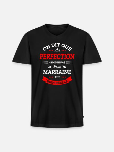 MARRAINE PARFAITE - T-shirt encolure en V Premium bio Homme - noir