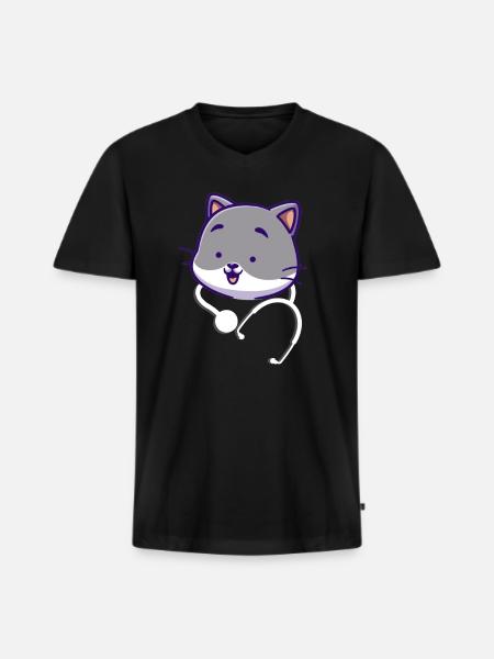 Stethoscope cute - Men's Premium Organic T-shirt with V-neck - black
