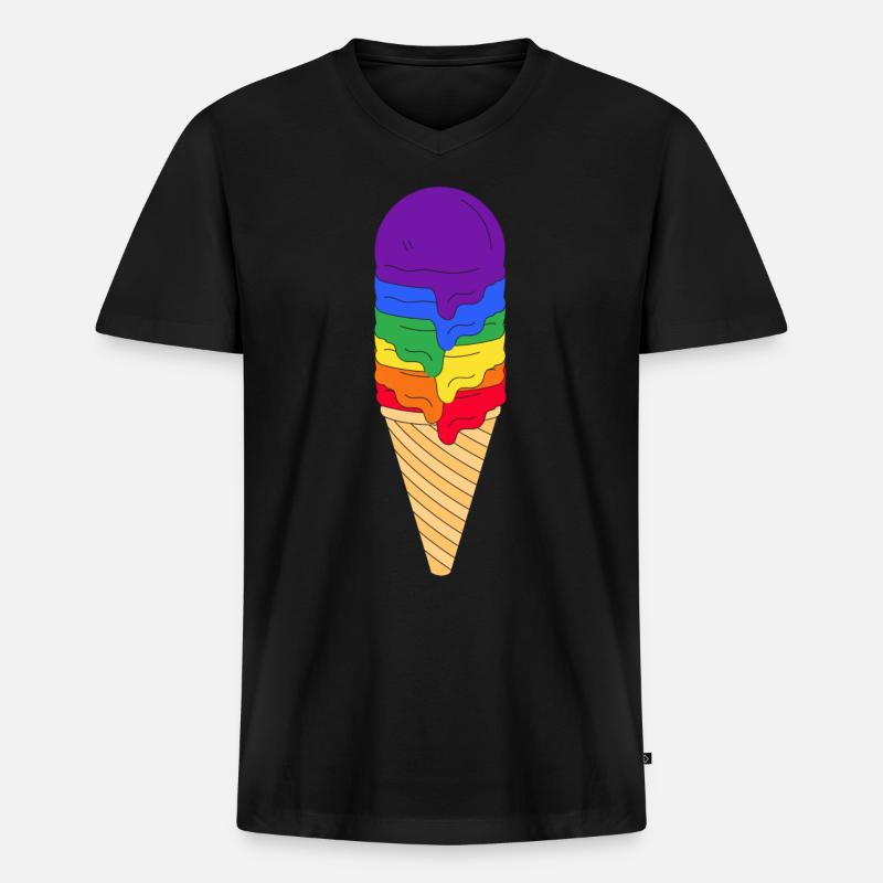 LGBTQ Eis - Männer Premium Bio T-Shirt mit V-Ausschnitt - Schwarz