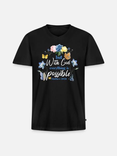 Christian Bible Verse Butterfly - Men's Premium Organic T-shirt with V-neck - black
