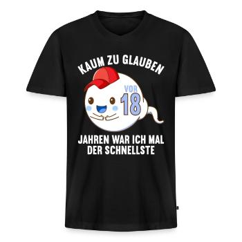 18 Jahre vor 18 Jahren schnellste 18. Geburtstag - Männer Premium Bio T-Shirt mit V-Ausschnitt - Schwarz - Vorne - Nico (187cm)