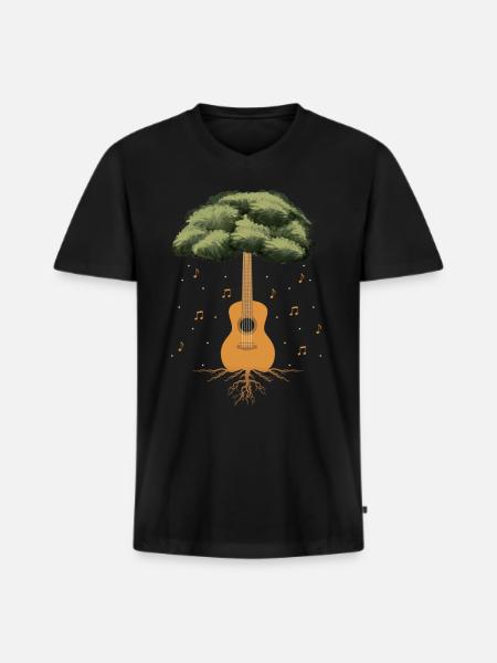 Guitar Tree - Men's Premium Organic T-shirt with V-neck - black